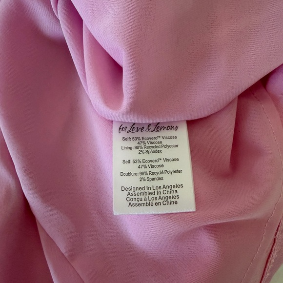 For Love And Lemons Pink Satin Slip with Rhinestone Trim - Picture 7 of 8